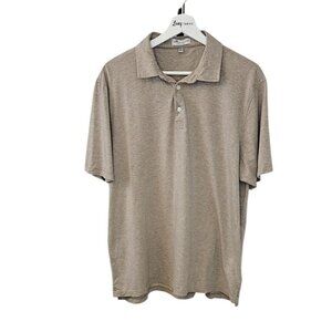 Peter Millar Mens Short Sleeve Polo, Henley, Cotton, Silk, Striped, Golf, Size L
